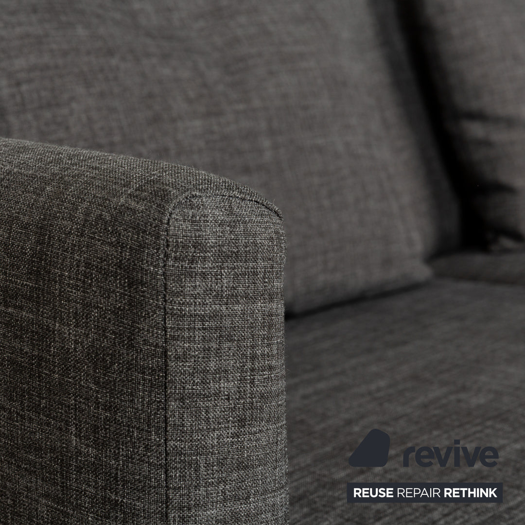 Brühl Cara Stoff Sofa Garnitur Grau manuelle Funktion Zweisitzer Couch Schlafsofa