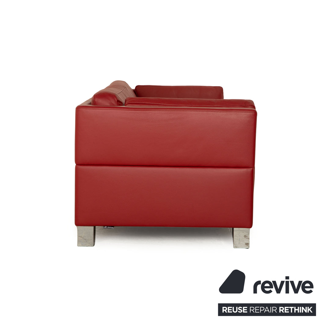 Brühl Carée Leder Sofa Garnitur Rot Zweisitzer Hocker Dreisitzer  Couch