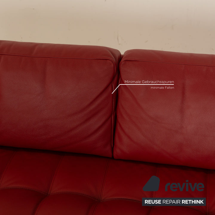 Brühl Carée Leder Sofa Garnitur Rot Zweisitzer Hocker Dreisitzer  Couch