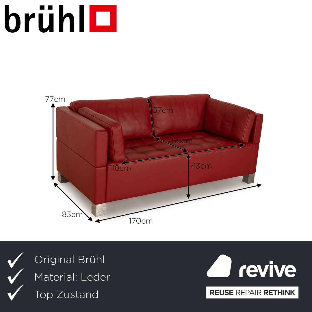 Brühl Carée Leder Zweisitzer Rot Sofa Couch