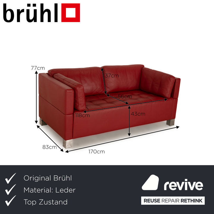 Brühl Carée Leder Zweisitzer Rot Sofa Couch