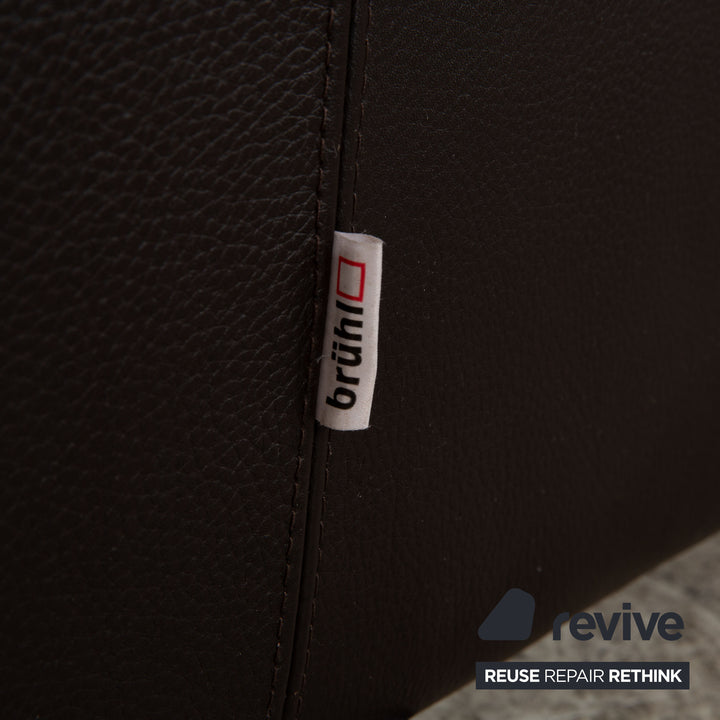 Brühl Francis Leder Dreisitzer Braun manuelle Funktion Sofa Couch