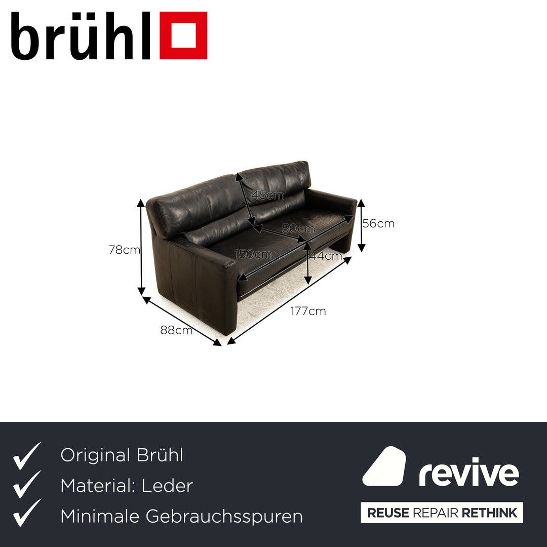 Brühl Leder Dreisitzer Schwarz Sofa Couch