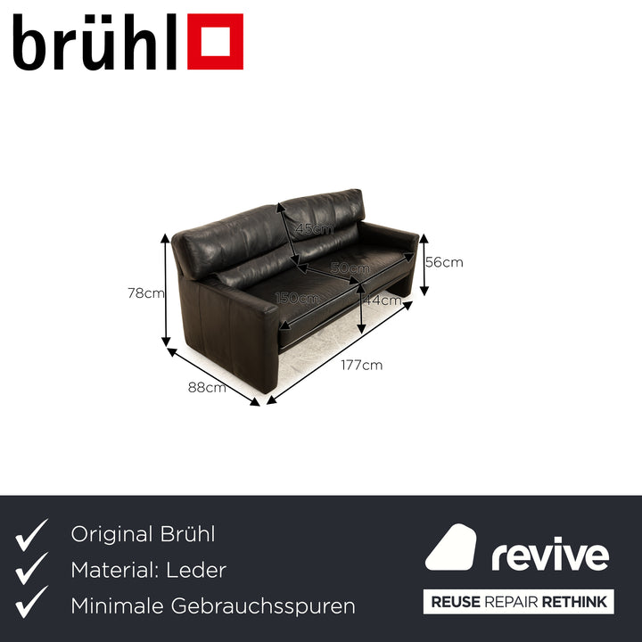 Brühl Leder Dreisitzer Schwarz Sofa Couch