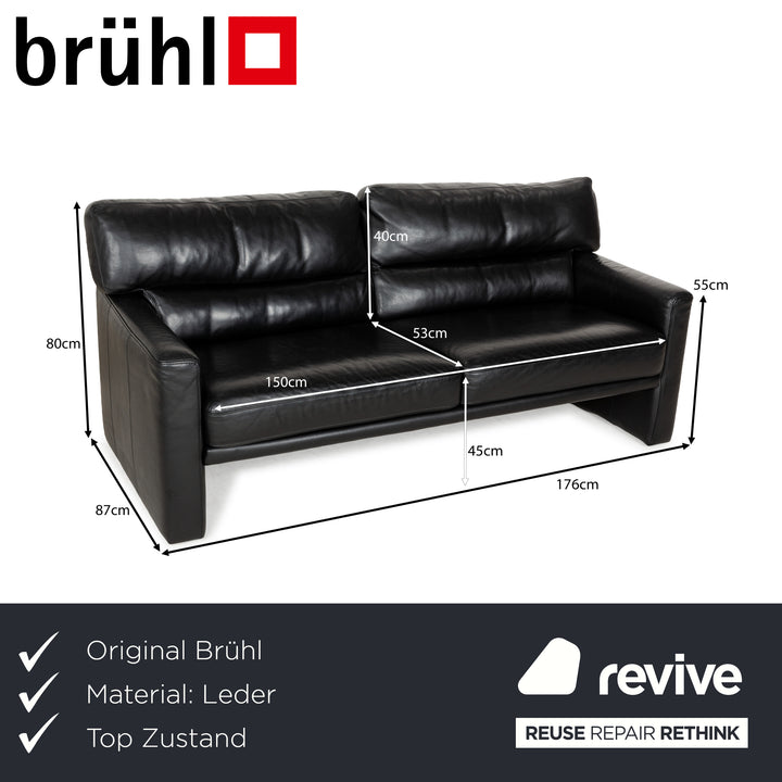 Brühl Leder Dreisitzer Schwarz Sofa Couch