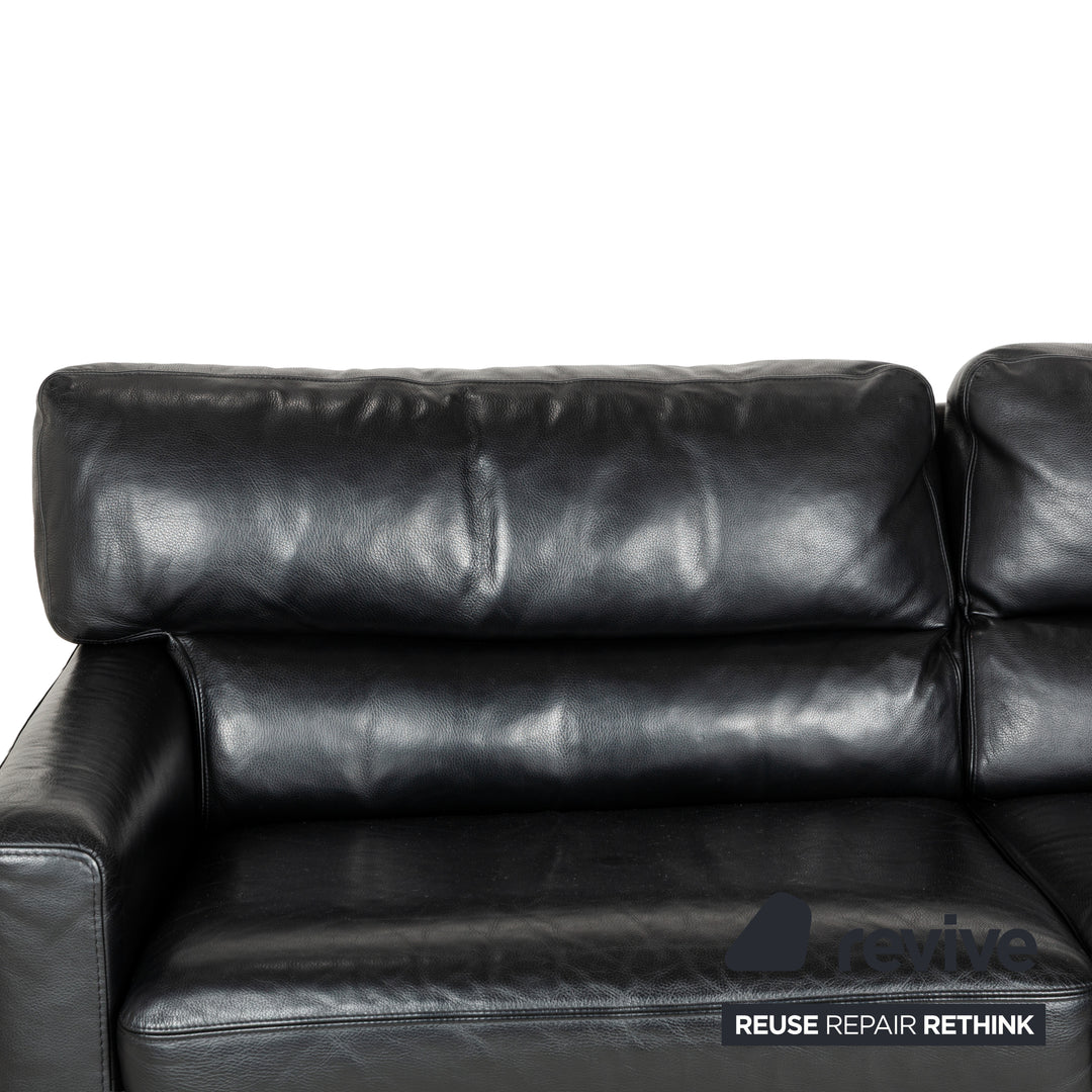 Brühl Leder Dreisitzer Schwarz Sofa Couch