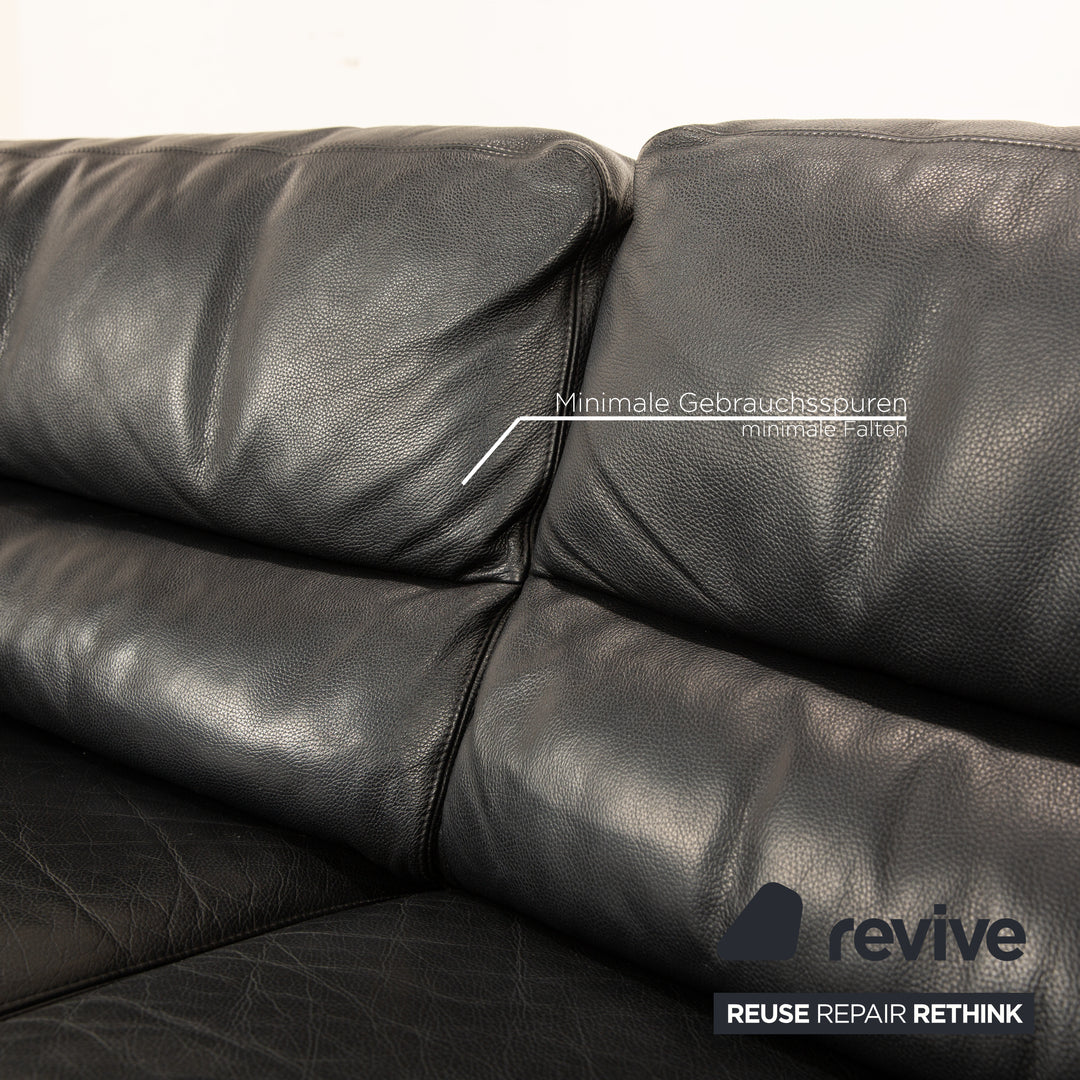Brühl Leder Dreisitzer Schwarz Sofa Couch