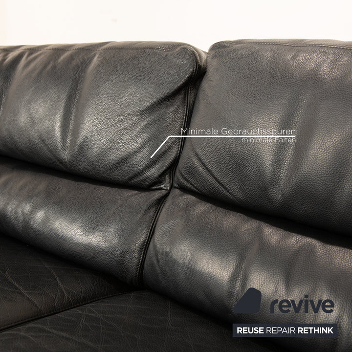 Brühl Leder Dreisitzer Schwarz Sofa Couch