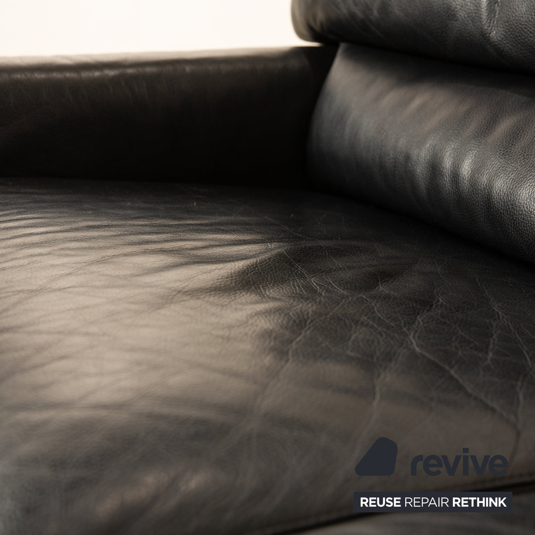 Brühl Leder Dreisitzer Schwarz Sofa Couch