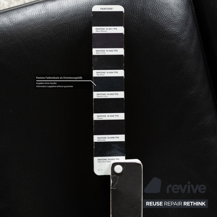 Brühl Leder Sofa Garnitur Schwarz Dreisitzer Hocker Couch