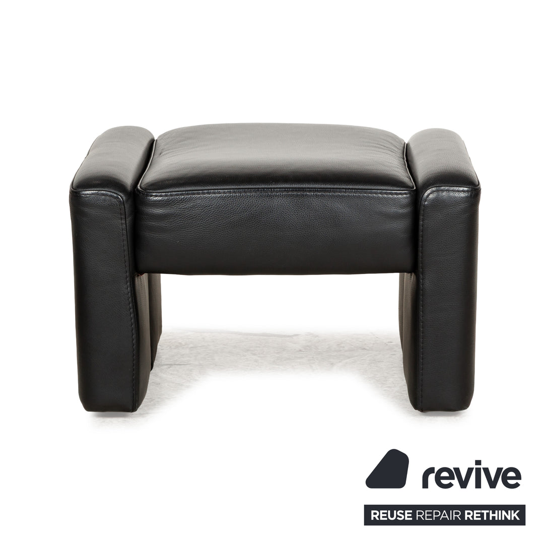 Brühl Leder Sofa Garnitur Schwarz Dreisitzer Hocker Couch