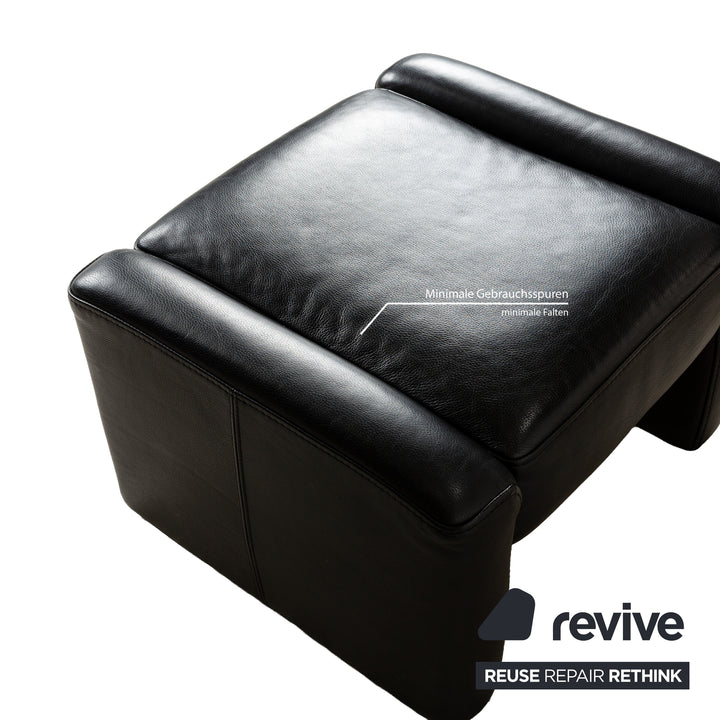 Brühl Leder Sofa Garnitur Schwarz Dreisitzer Hocker Couch