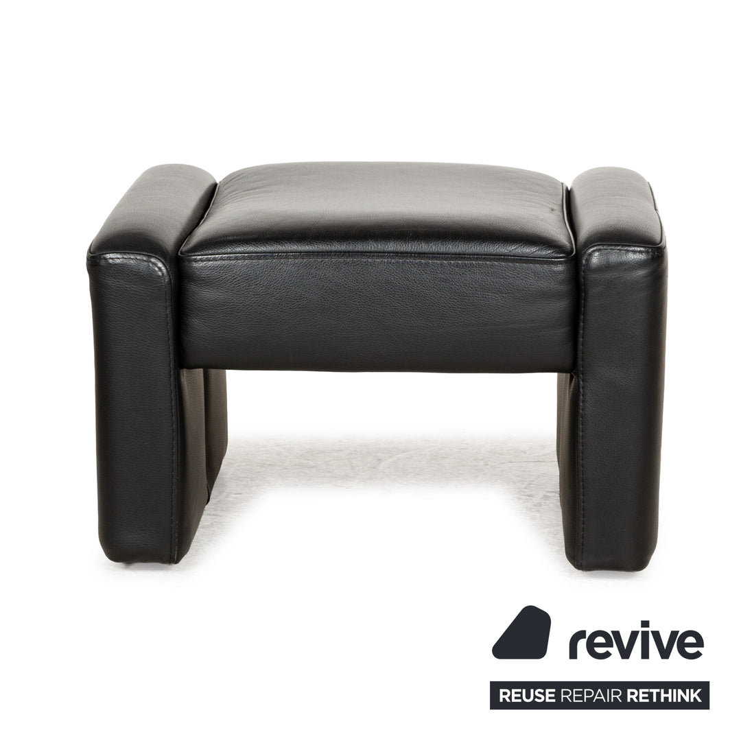 Brühl Leder Sofa Garnitur Schwarz Dreisitzer Hocker Couch