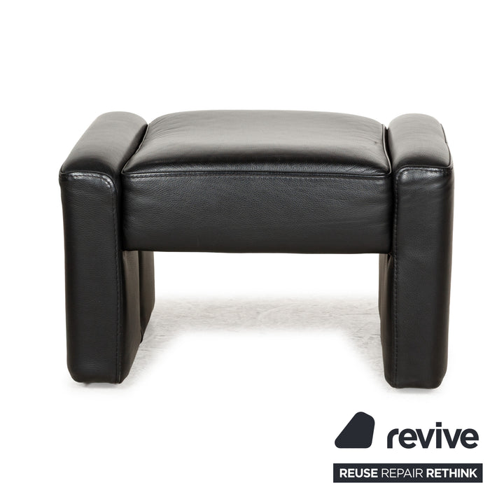 Brühl Leder Sofa Garnitur Schwarz Dreisitzer Hocker Couch