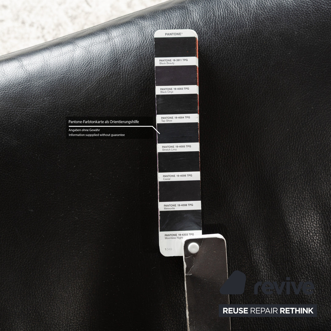 Brühl Leder Sofa Garnitur Schwarz Dreisitzer Hocker Couch