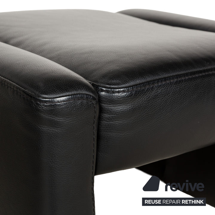 Brühl Leder Sofa Garnitur Schwarz Dreisitzer Hocker Couch