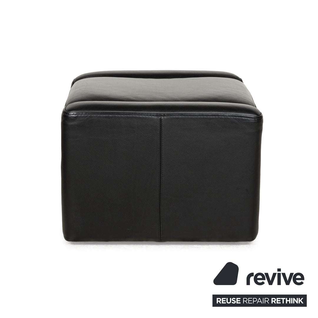 Brühl Leder Sofa Garnitur Schwarz Dreisitzer Hocker Couch