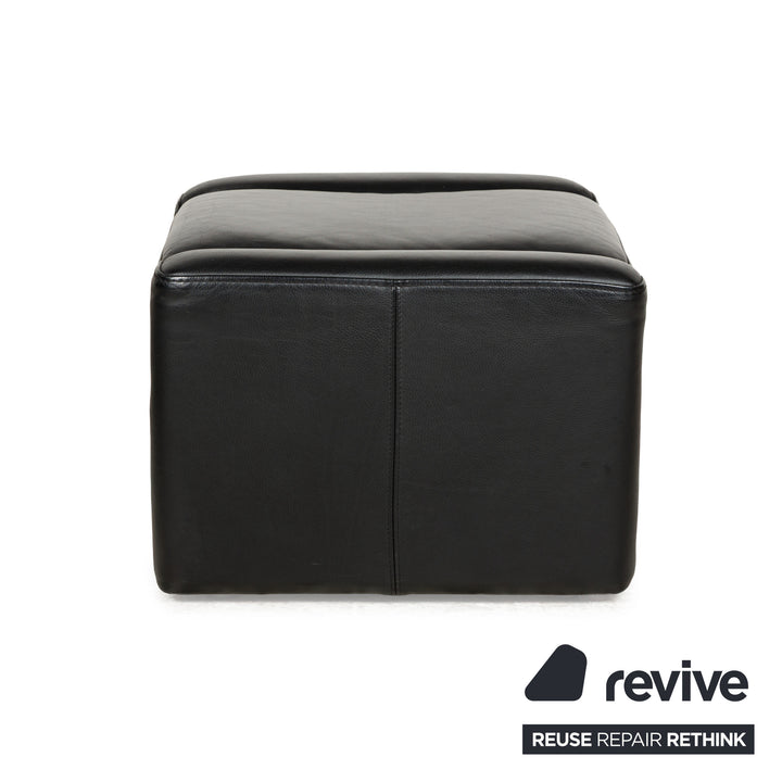 Brühl Leder Sofa Garnitur Schwarz Dreisitzer Hocker Couch