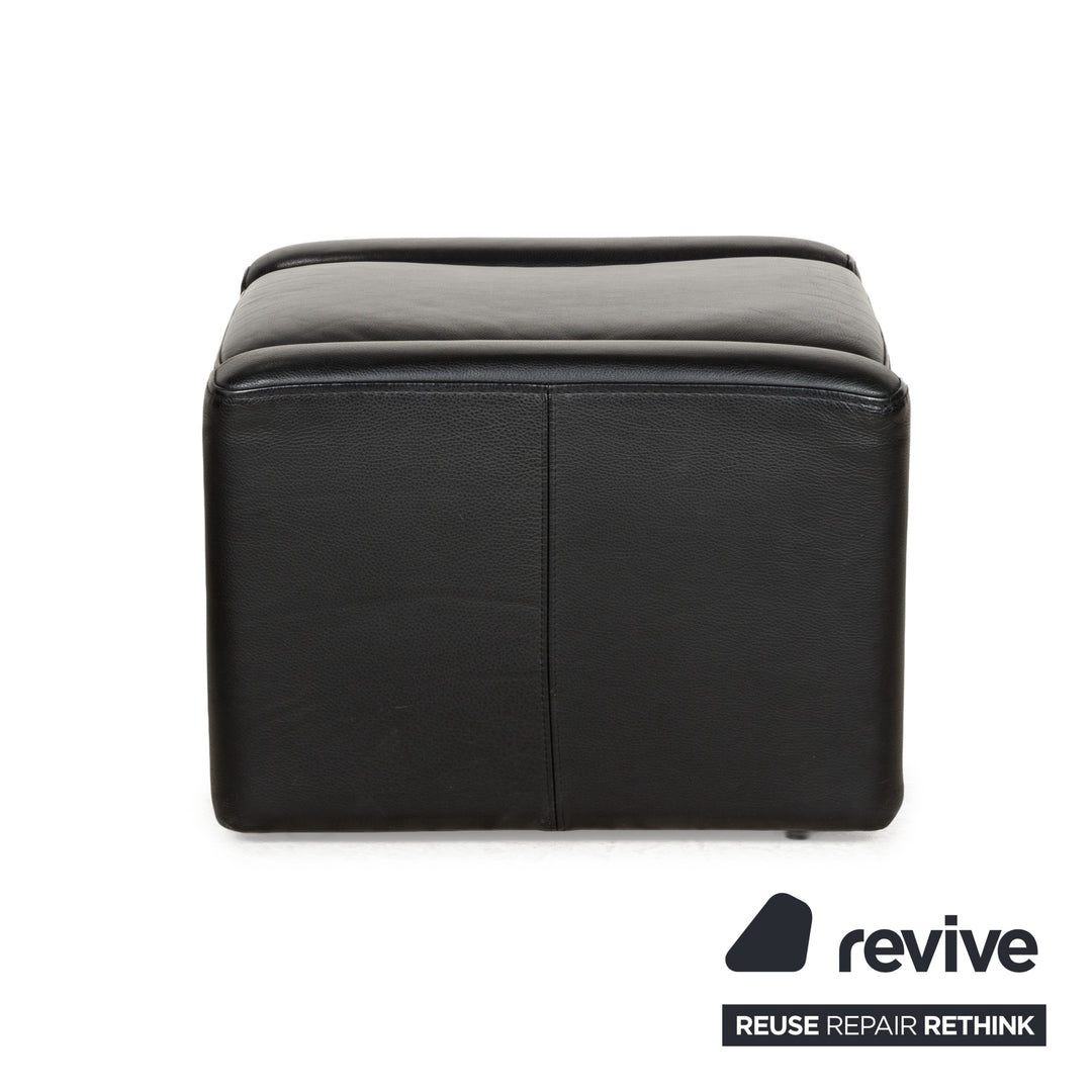 Brühl Leder Sofa Garnitur Schwarz Dreisitzer Hocker Couch