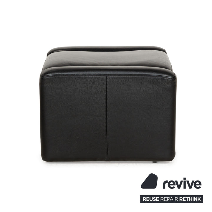 Brühl Leder Sofa Garnitur Schwarz Dreisitzer Hocker Couch