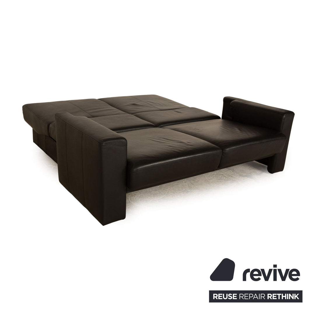 Brühl Leder Zweisitzer Schwarz manuelle Funktion Schlafsofa Sofa Couch Outlet