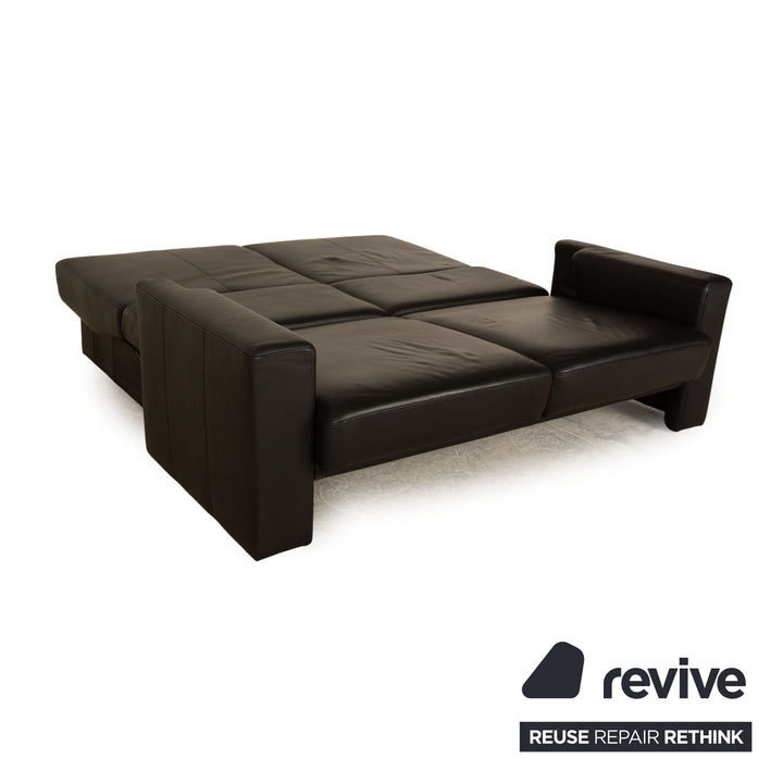 Brühl Leder Zweisitzer Schwarz manuelle Funktion Schlafsofa Sofa Couch Outlet