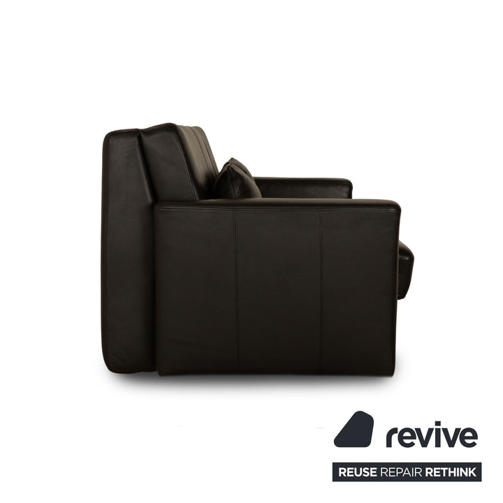 Brühl Leder Zweisitzer Schwarz manuelle Funktion Schlafsofa Sofa Couch Outlet