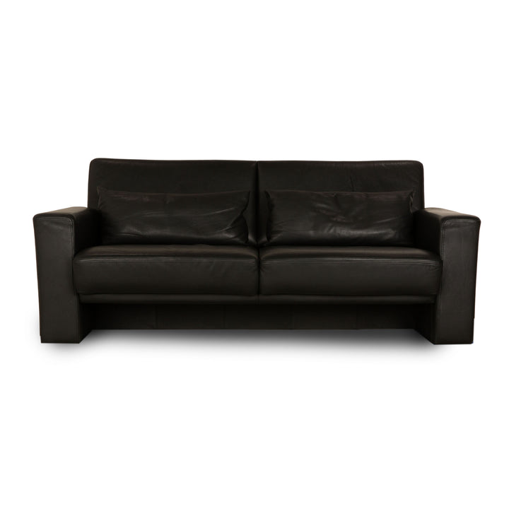 Brühl Leder Zweisitzer Schwarz manuelle Funktion Schlafsofa Sofa Couch Outlet