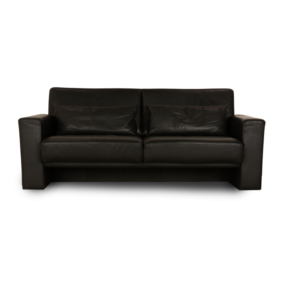 Brühl Leder Zweisitzer Schwarz manuelle Funktion Schlafsofa Sofa Couch Outlet