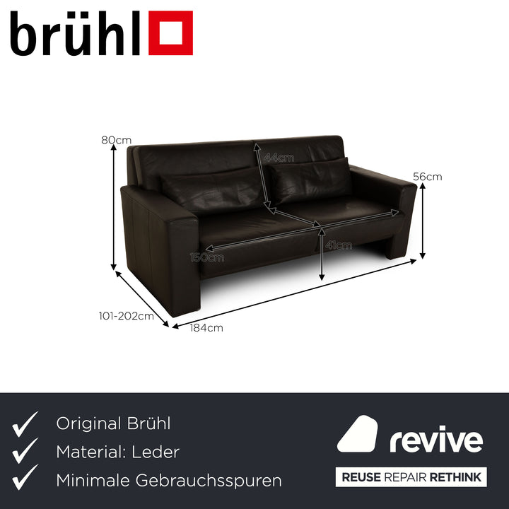 Brühl Leder Zweisitzer Schwarz manuelle Funktion Schlafsofa Sofa Couch Outlet