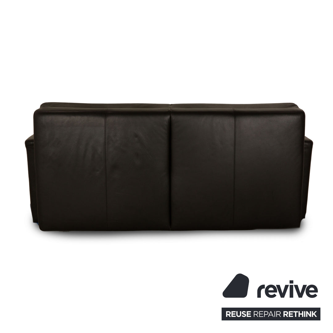 Brühl Leder Zweisitzer Schwarz manuelle Funktion Schlafsofa Sofa Couch Outlet