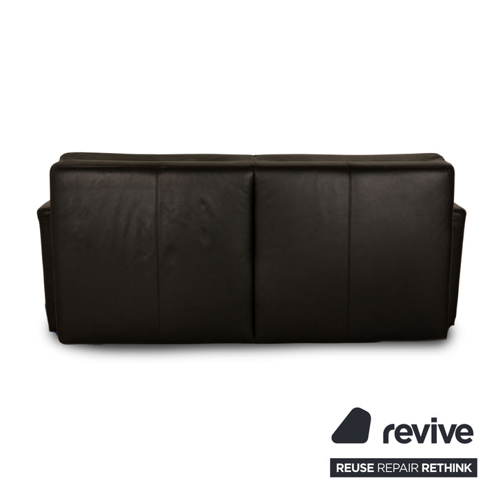 Brühl Leder Zweisitzer Schwarz manuelle Funktion Schlafsofa Sofa Couch Outlet