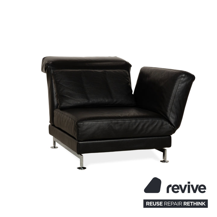 Brühl Moule Leder Dreisitzer Schwarz Sofa Couch mit Sessel manuelle Funktion