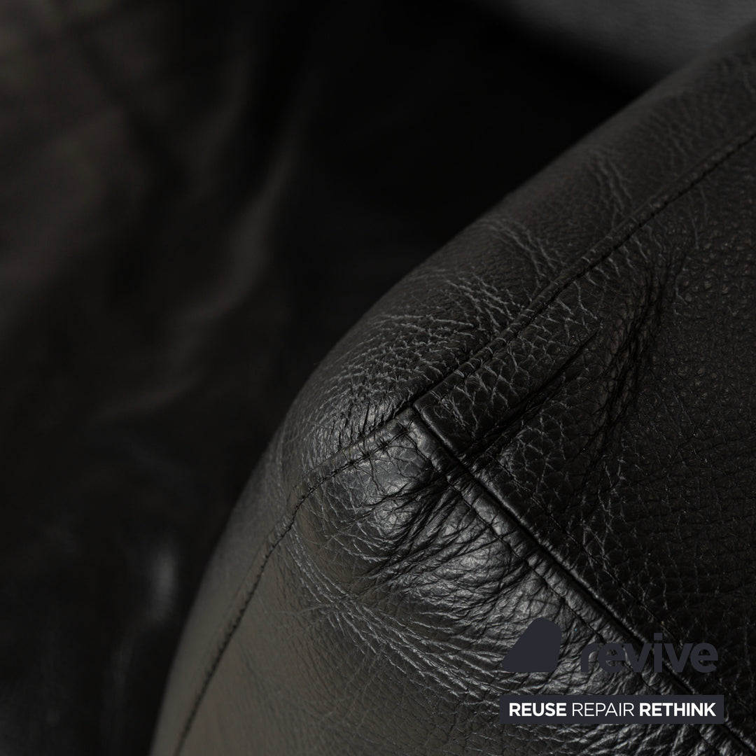 Brühl Moule Leder Dreisitzer Schwarz Sofa Couch mit Sessel manuelle Funktion