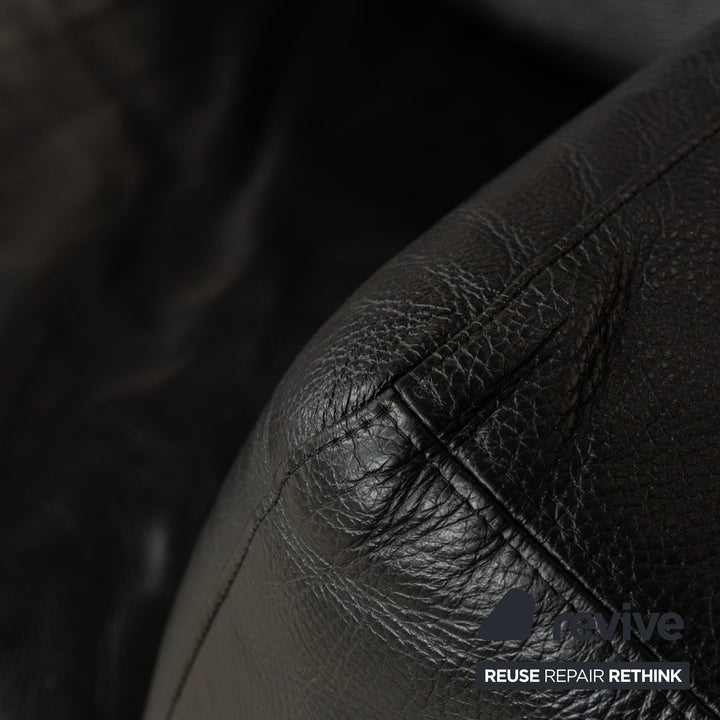 Brühl Moule Leder Dreisitzer Schwarz Sofa Couch mit Sessel manuelle Funktion