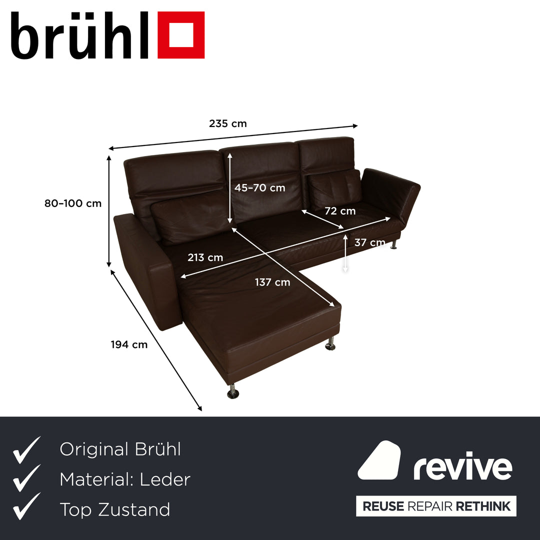 Brühl Moule Leder Ecksofa Braun Récamière links Sofa Couch