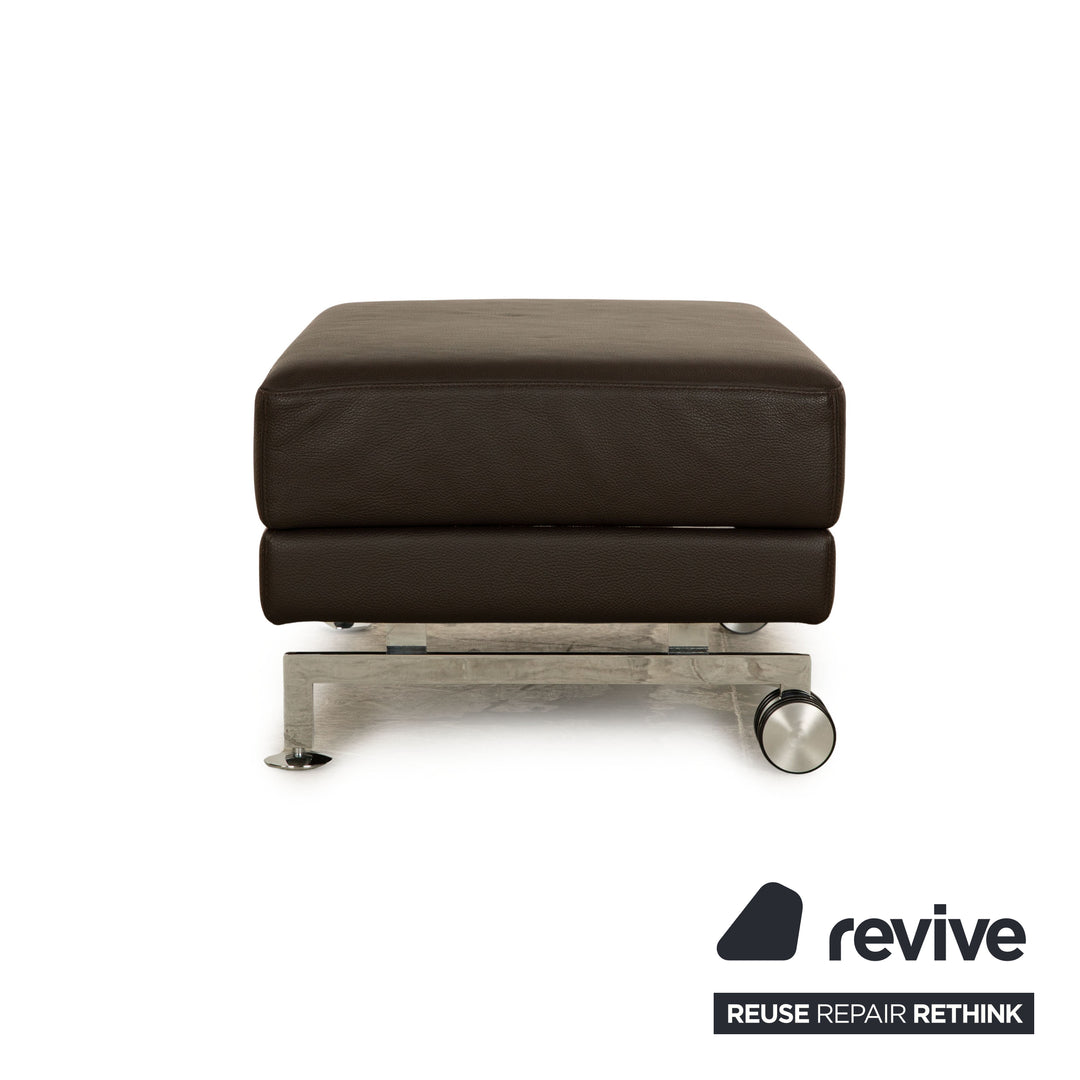 Brühl Moule Leder Hocker Braun Dunkelbraun