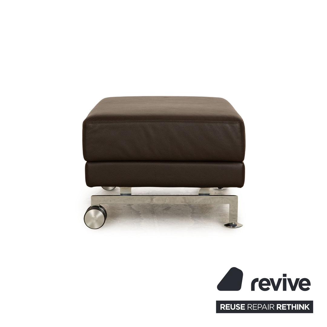 Brühl Moule Leder Hocker Braun Dunkelbraun