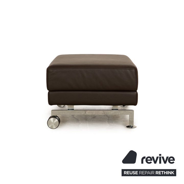 Brühl Moule Leder Hocker Braun Dunkelbraun