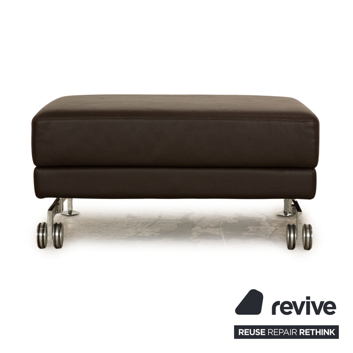 Brühl Moule Leder Hocker Braun Dunkelbraun