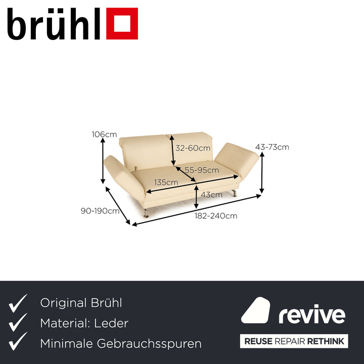 Brühl Moule (medium) Leder Sofa Creme Zweisitzer Couch Funktion