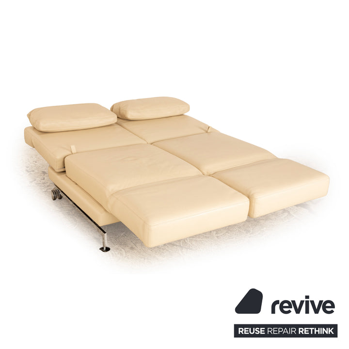 Brühl Moule Leder Zweisitzer Beige manuelle Funktion Sofa Couch Schlaffunktion