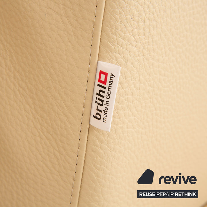 Brühl Moule Leder Zweisitzer Beige manuelle Funktion Sofa Couch Schlaffunktion