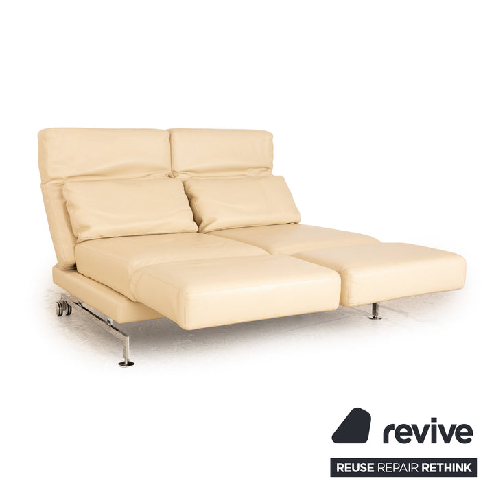 Brühl Moule Leder Zweisitzer Beige manuelle Funktion Sofa Couch Schlaffunktion