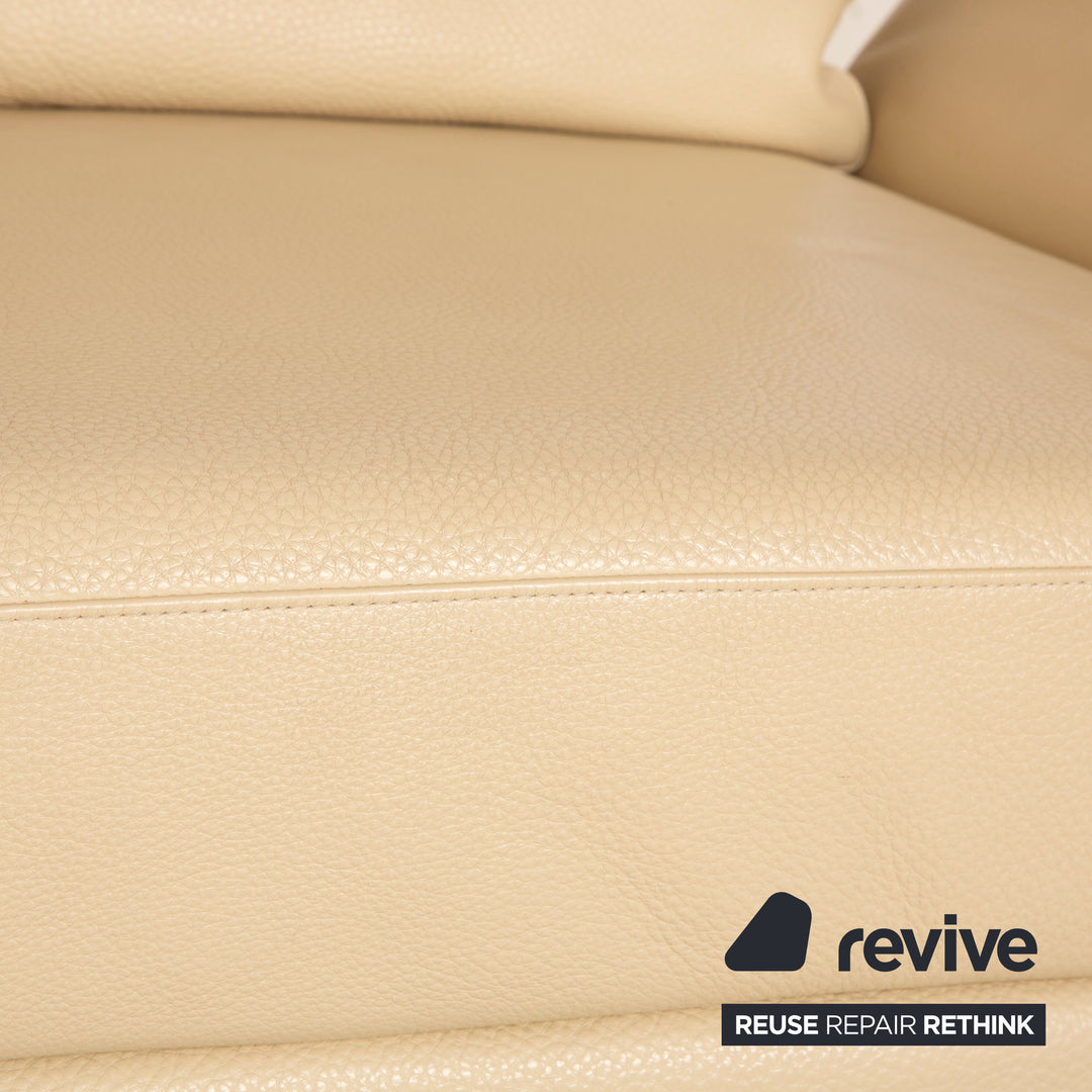 Brühl Moule Leder Zweisitzer Beige manuelle Funktion Sofa Couch Schlaffunktion