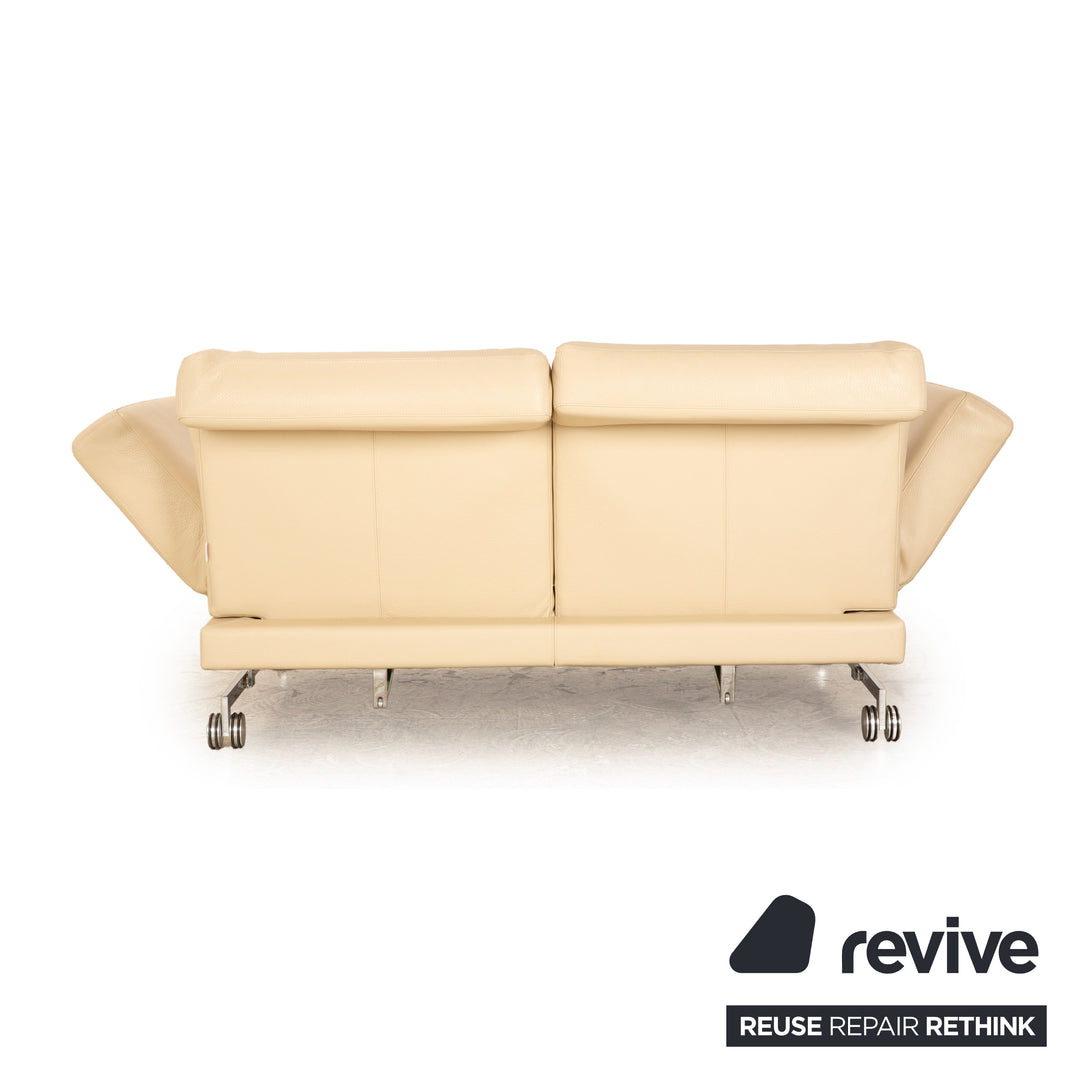 Brühl Moule Leder Zweisitzer Beige manuelle Funktion Sofa Couch Schlaffunktion
