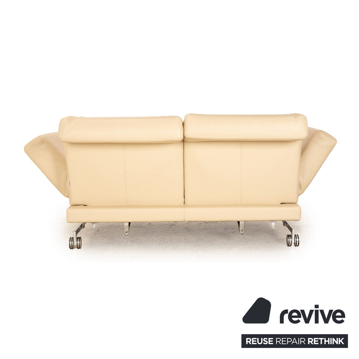 Brühl Moule Leder Zweisitzer Beige manuelle Funktion Sofa Couch Schlaffunktion