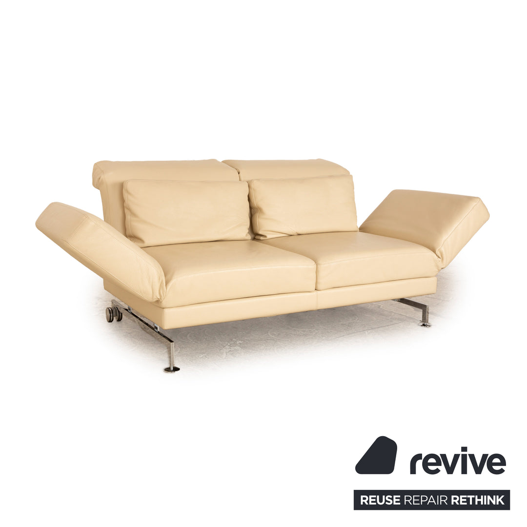 Brühl Moule Leder Zweisitzer Beige manuelle Funktion Sofa Couch Schlaffunktion