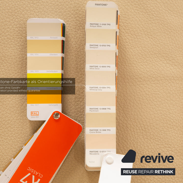 Brühl Moule Leder Zweisitzer Beige manuelle Funktion Sofa Couch Schlaffunktion