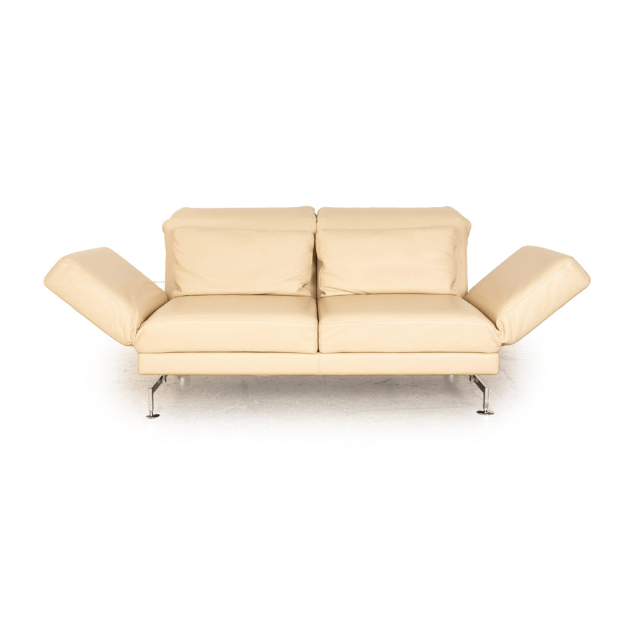 Brühl Moule Leder Zweisitzer Beige manuelle Funktion Sofa Couch Schlaffunktion